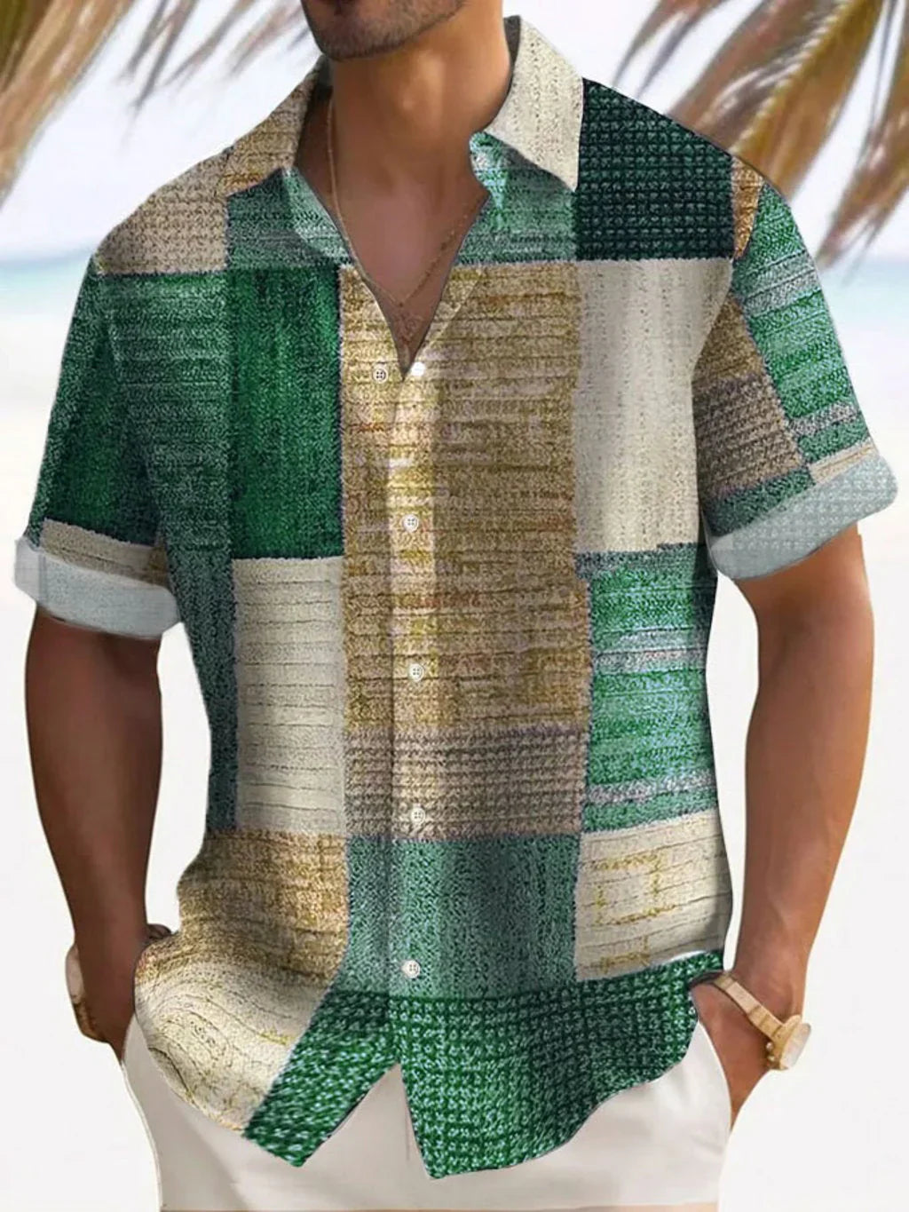Chic Patchwork Button-Up Shirt