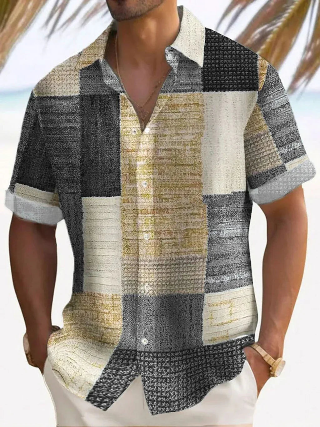 Chic Patchwork Button-Up Shirt
