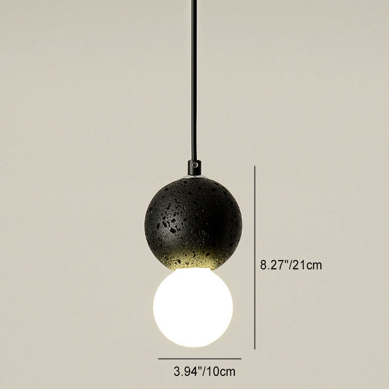 Stenen Japandi Hanglamp – Zwart/Roze/Grijs – E14 Fitting
