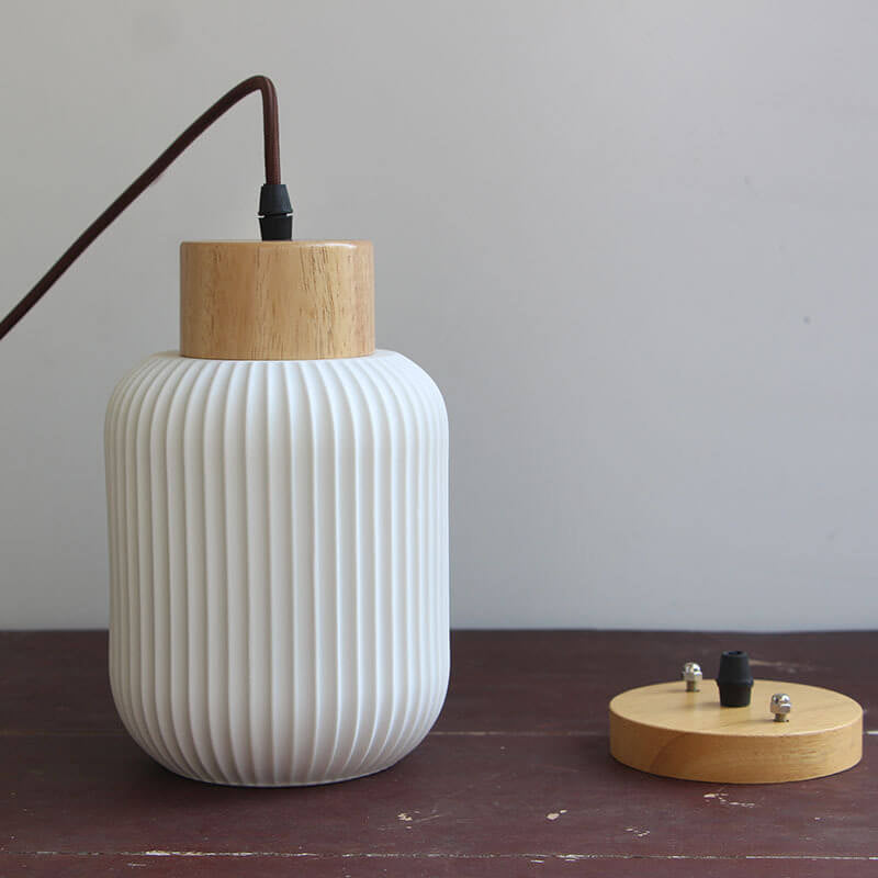 Moderne Wandlamp van Keramiek en Hout – Witte moderne Kleur