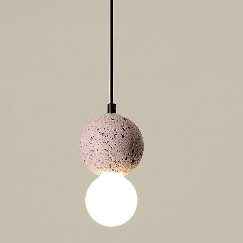 Stenen Japandi Hanglamp – Zwart/Roze/Grijs – E14 Fitting