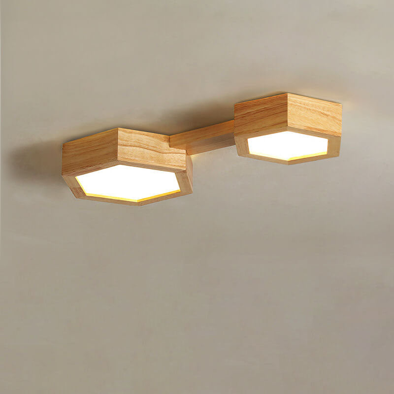 Moderne Houten Japandi LED Plafondlamp –1/2/3 Spots