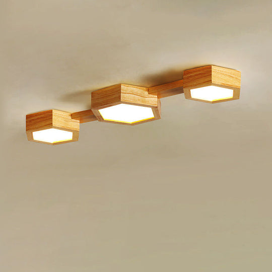 Moderne Houten Japandi LED Plafondlamp –1/2/3 Spots