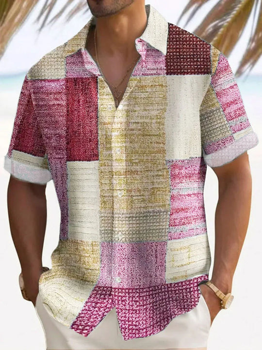 Chic Patchwork Button-Up Shirt