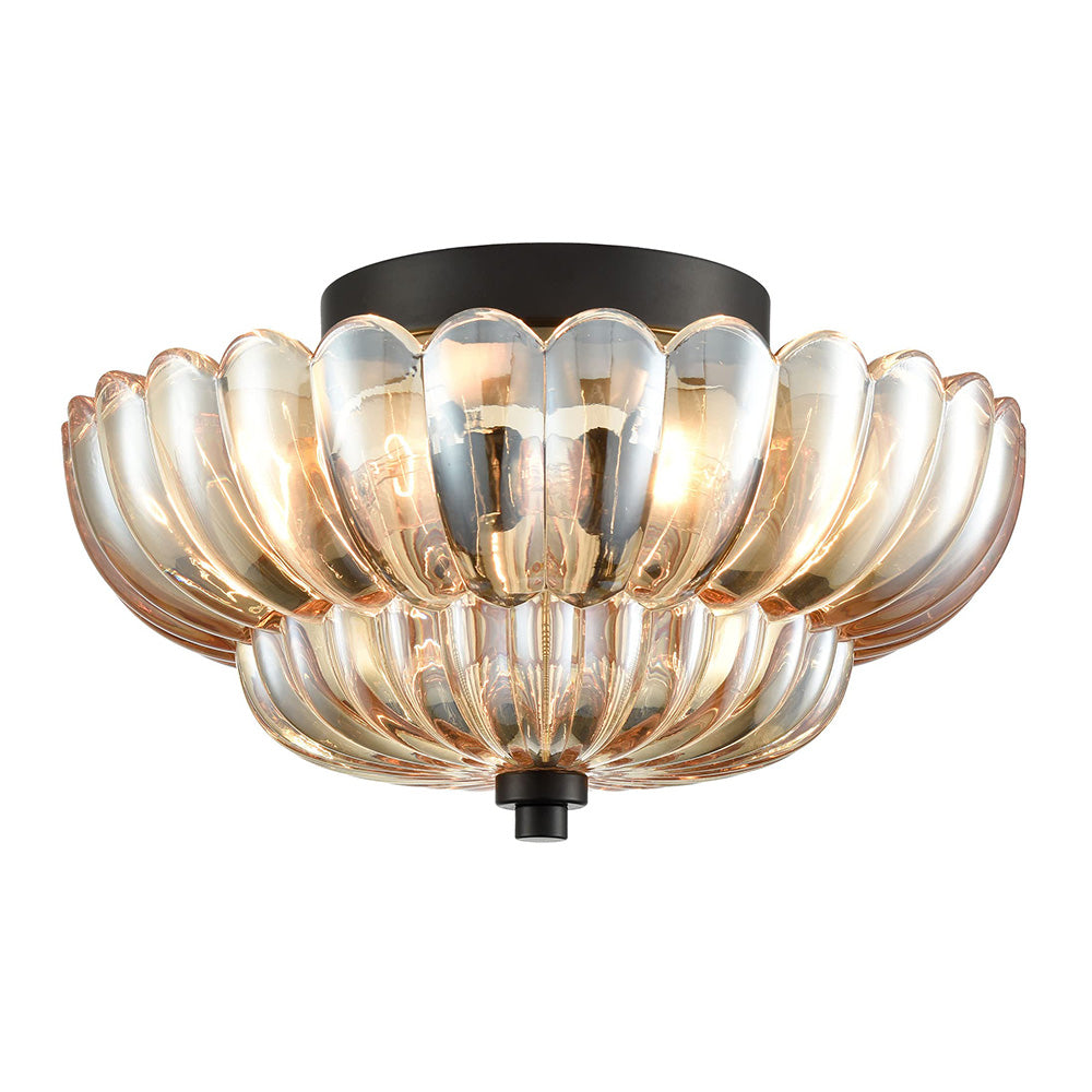 Vintage Amberkleurige Plafondlamp van Glas