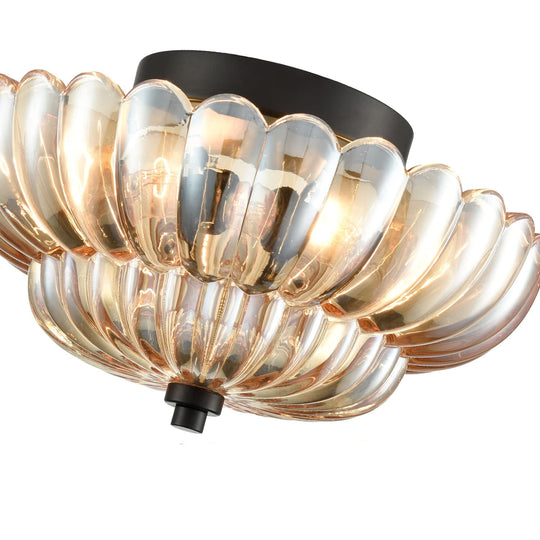 Vintage Amberkleurige Plafondlamp van Glas