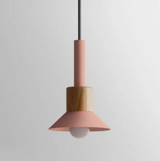 Scandinavische Houten Hanglamp met Kleurrijk Design
