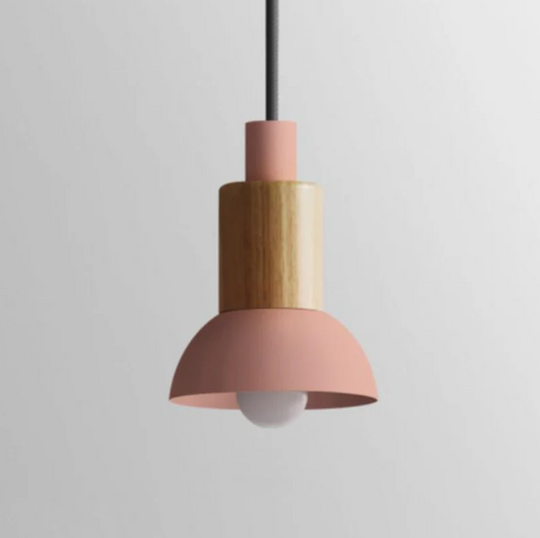 Scandinavische Houten Hanglamp met Kleurrijk Design