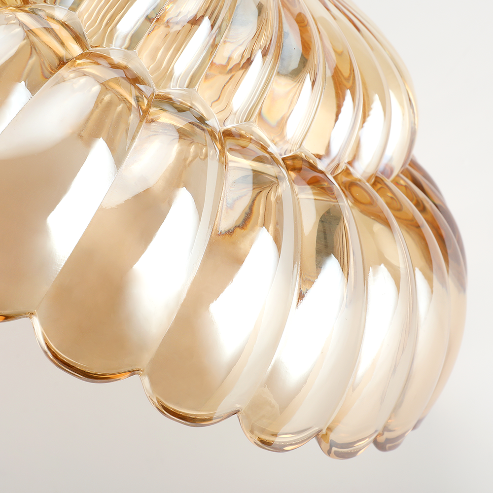 Vintage Amberkleurige Plafondlamp van Glas