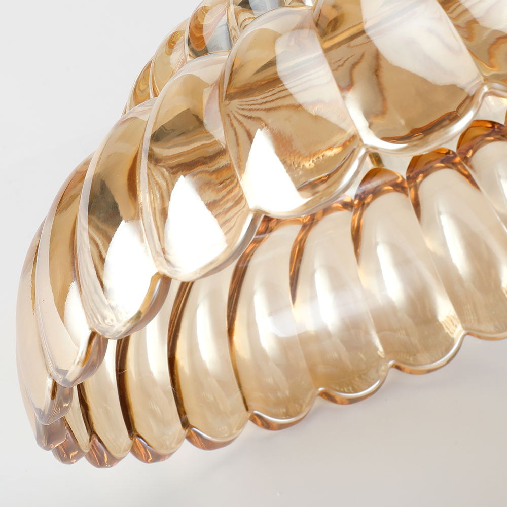 Vintage Amberkleurige Plafondlamp van Glas