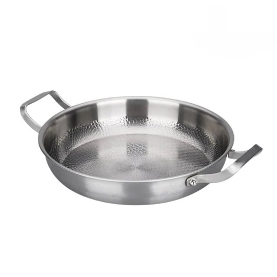 Gehamerde Titanium Sauteerpan met Twee Grepen