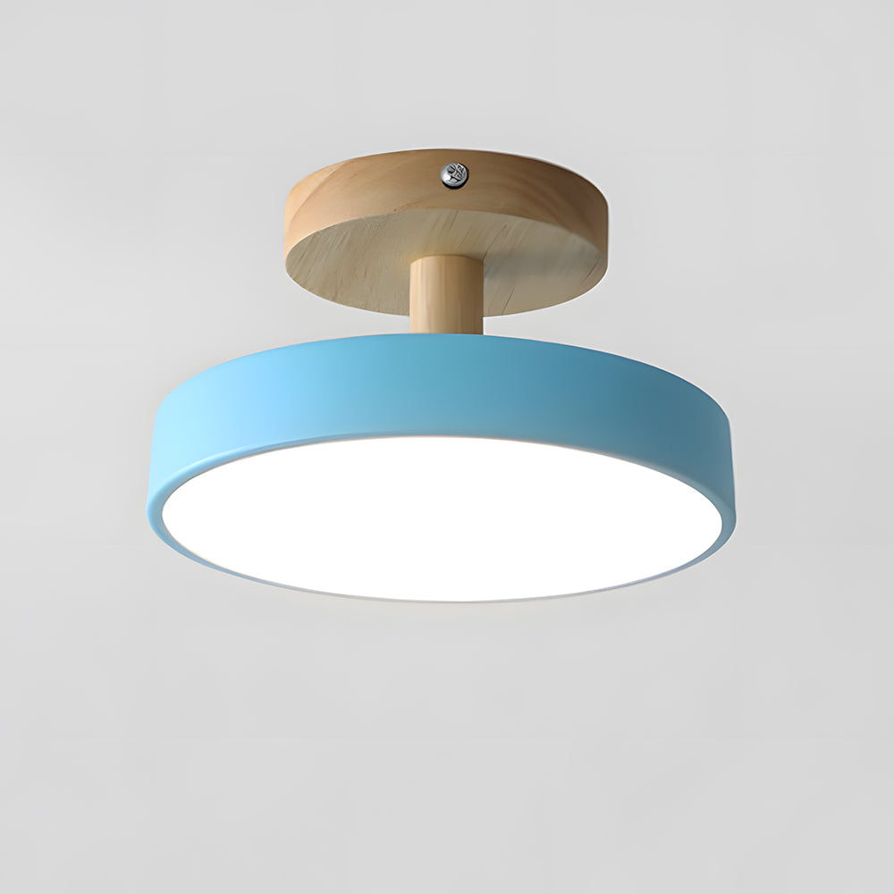 Scandinavian Ceiling Lamp with Wooden Base & Soft Pastel Design