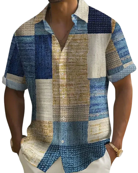 Chic Patchwork Button-Up Shirt