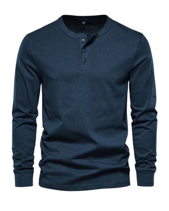 Stijlvolle Lange Mouwen Katoenen Henley