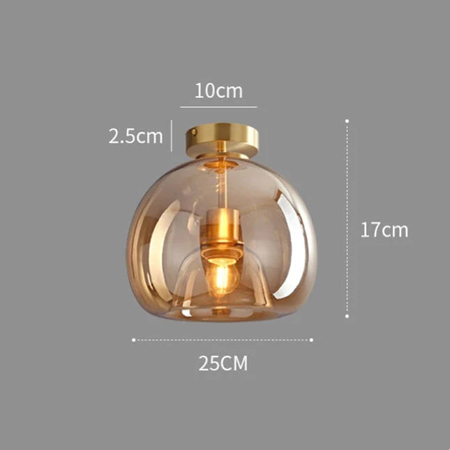 Stijlvolle Retro Koperen Glas Plafondlamp