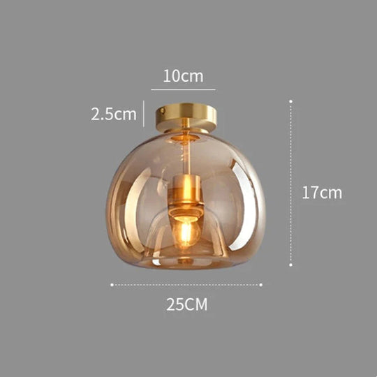 Stijlvolle Retro Koperen Glas Plafondlamp
