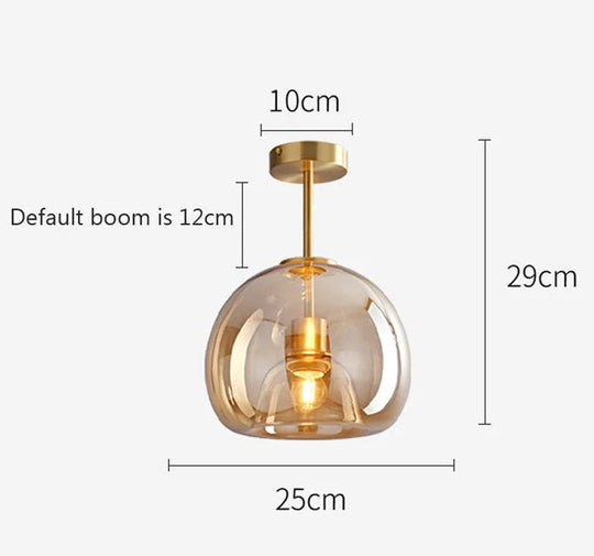 Stijlvolle Retro Koperen Glas Plafondlamp