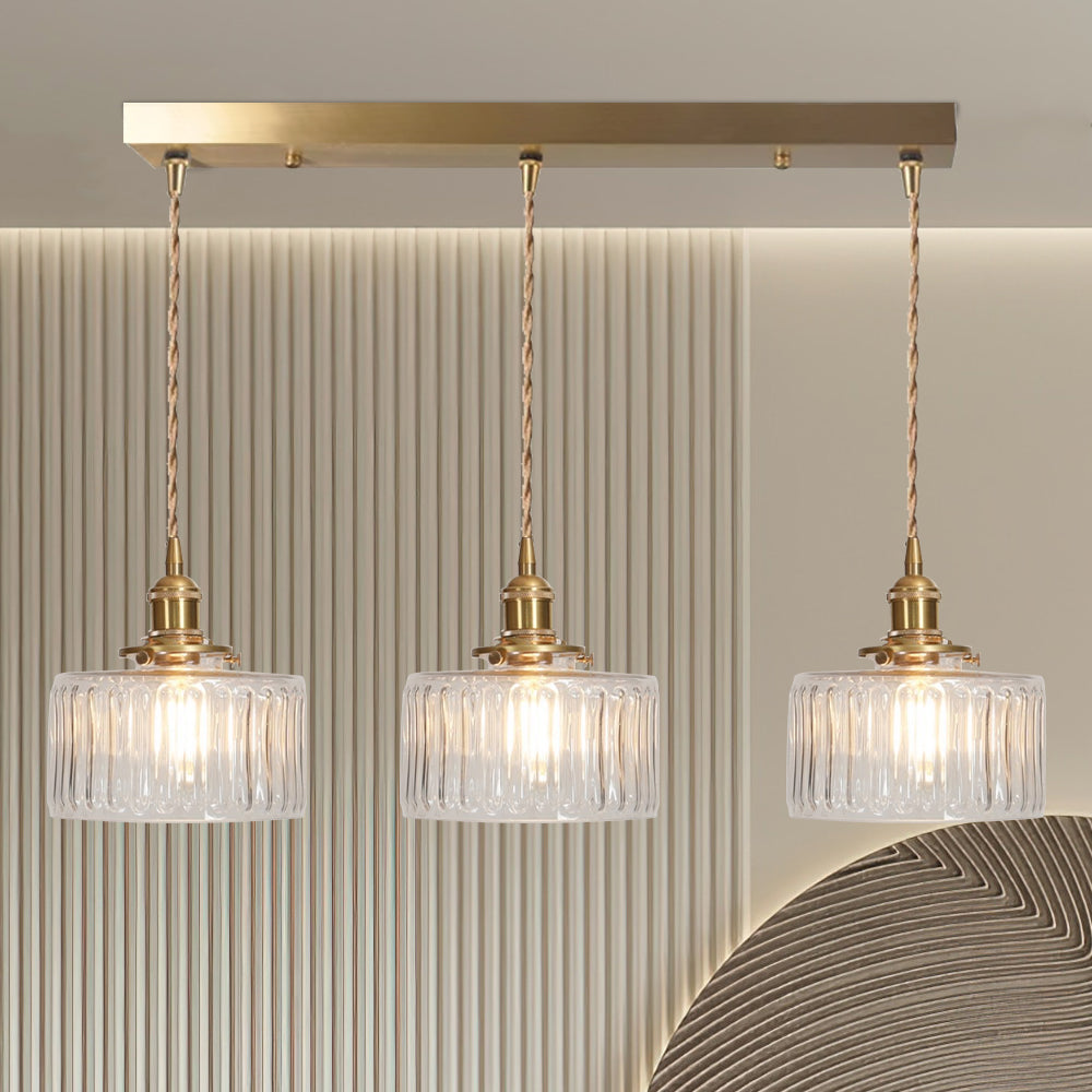 Vintage Cilindervormige Glazen Hanglamp met Traditioneel Design