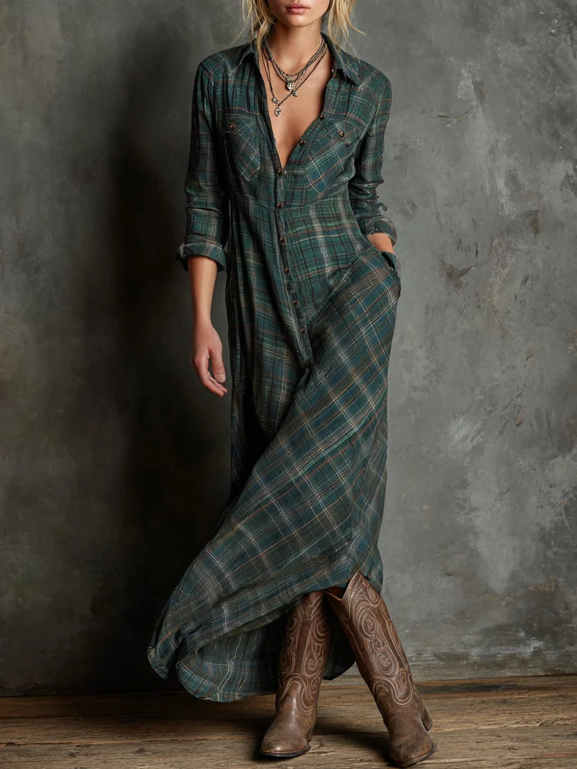 Talia™ | Moderne boho ruitjesjurk