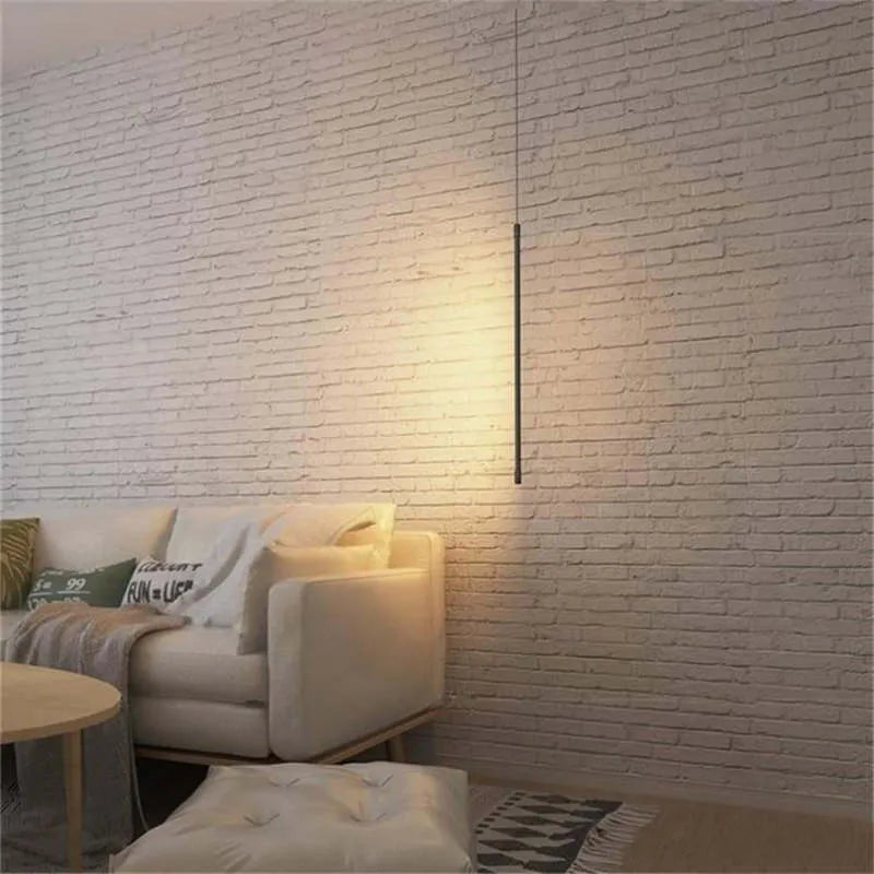 Minimalistische Zwarte Lineaire Hanglamp met Modern Metalen Design en LED Verlichting