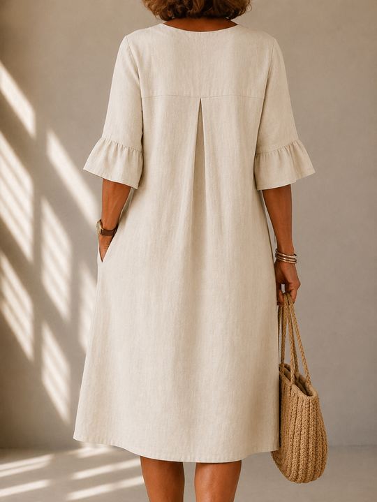 Corinne™ | Buikbedekkende Midi Jurk Met Knopen