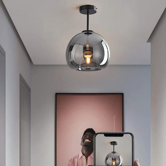 Stijlvolle Retro Koperen Glas Plafondlamp