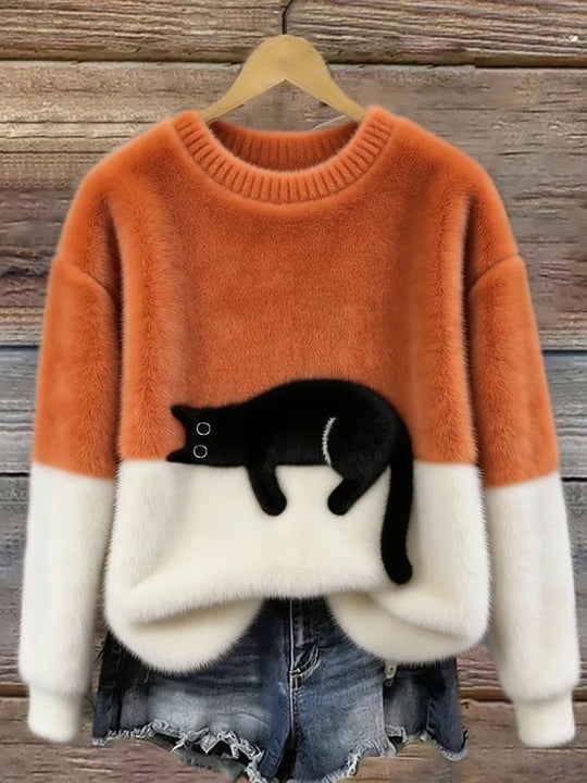 Paula™ | Zachte Oversized Trui Met Kattenprint