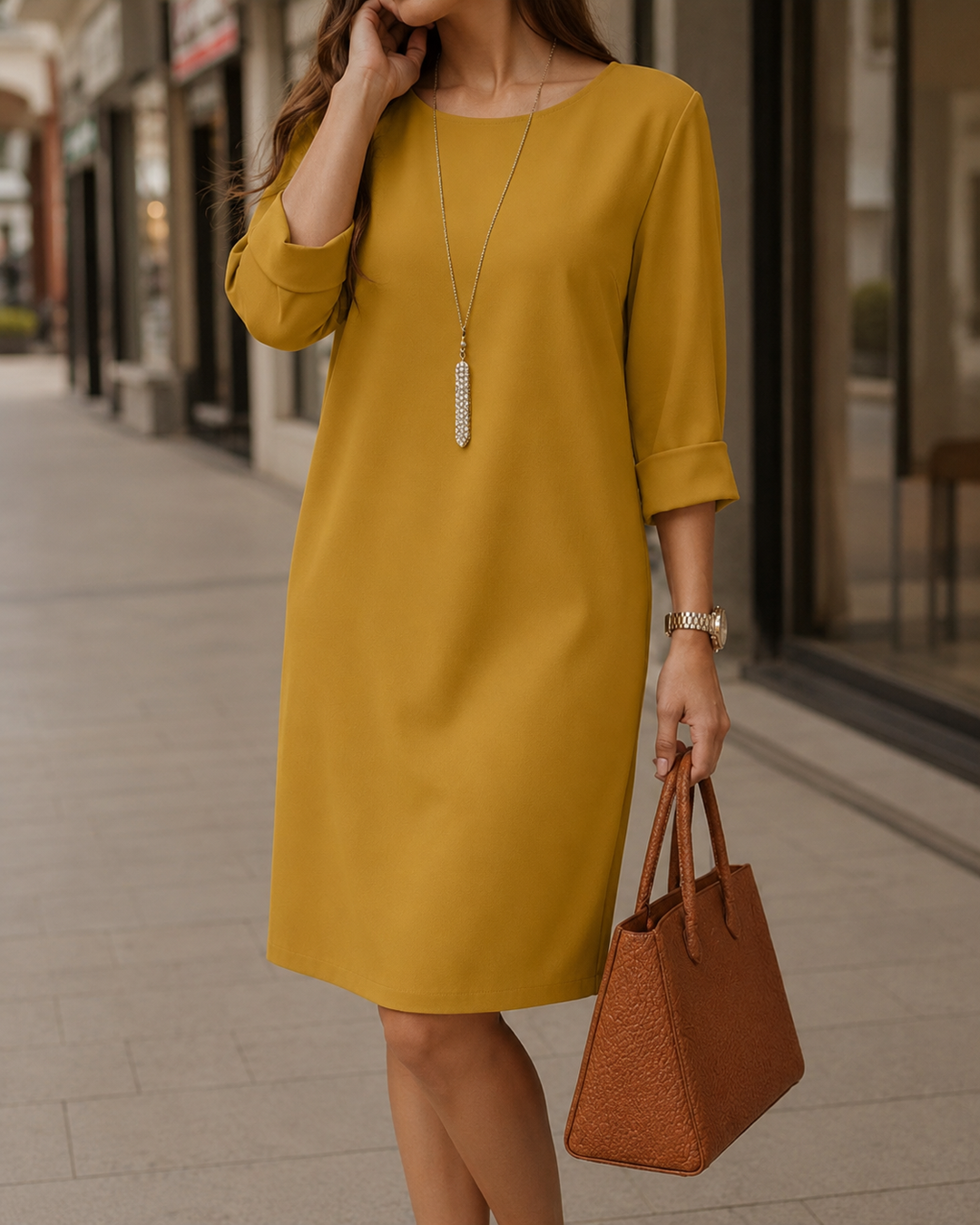 Marieke™ | Casual Buikbedekkende Midi Jurk Met Zakken
