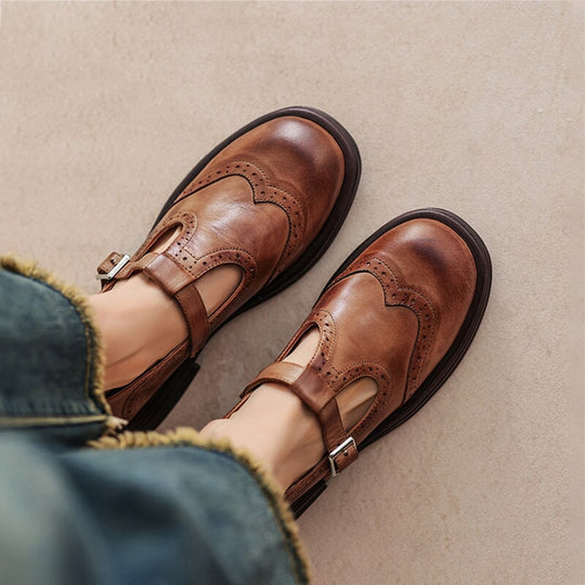 Celine™ | Klassieke leren brogueschoenen