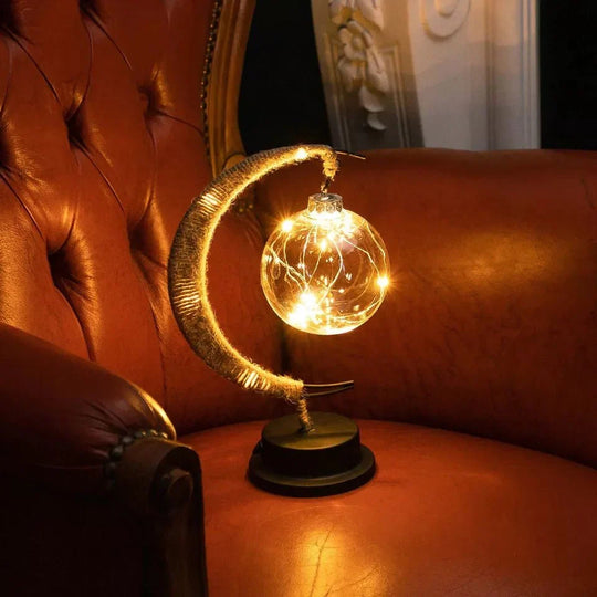 Sfeervolle LED Tafellamp van Glas met Warm Licht in Maandesign