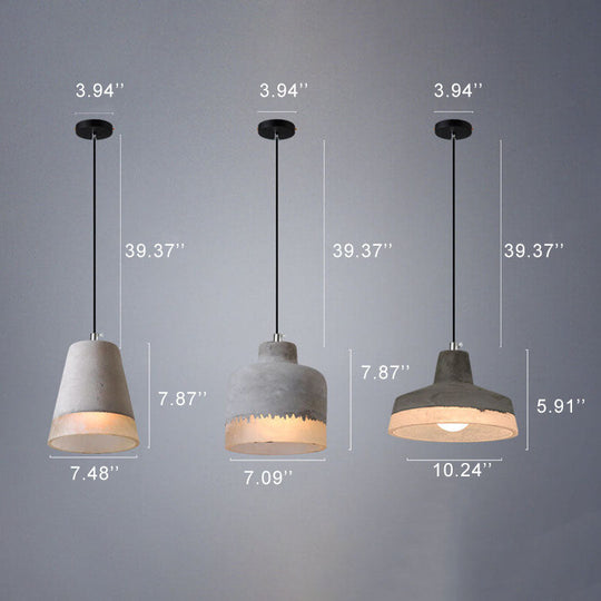 Industriële Hanglamp van Cement en Metaal – Grijs met Verstelbare Hoogte