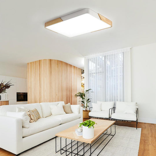 Löla – Moderne LED Plafondlamp met Hout & Acryl Diffuser