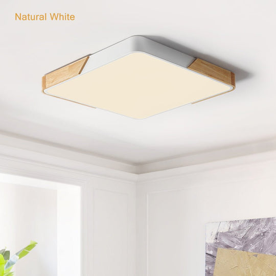 Löla – Moderne LED Plafondlamp met Hout & Acryl Diffuser