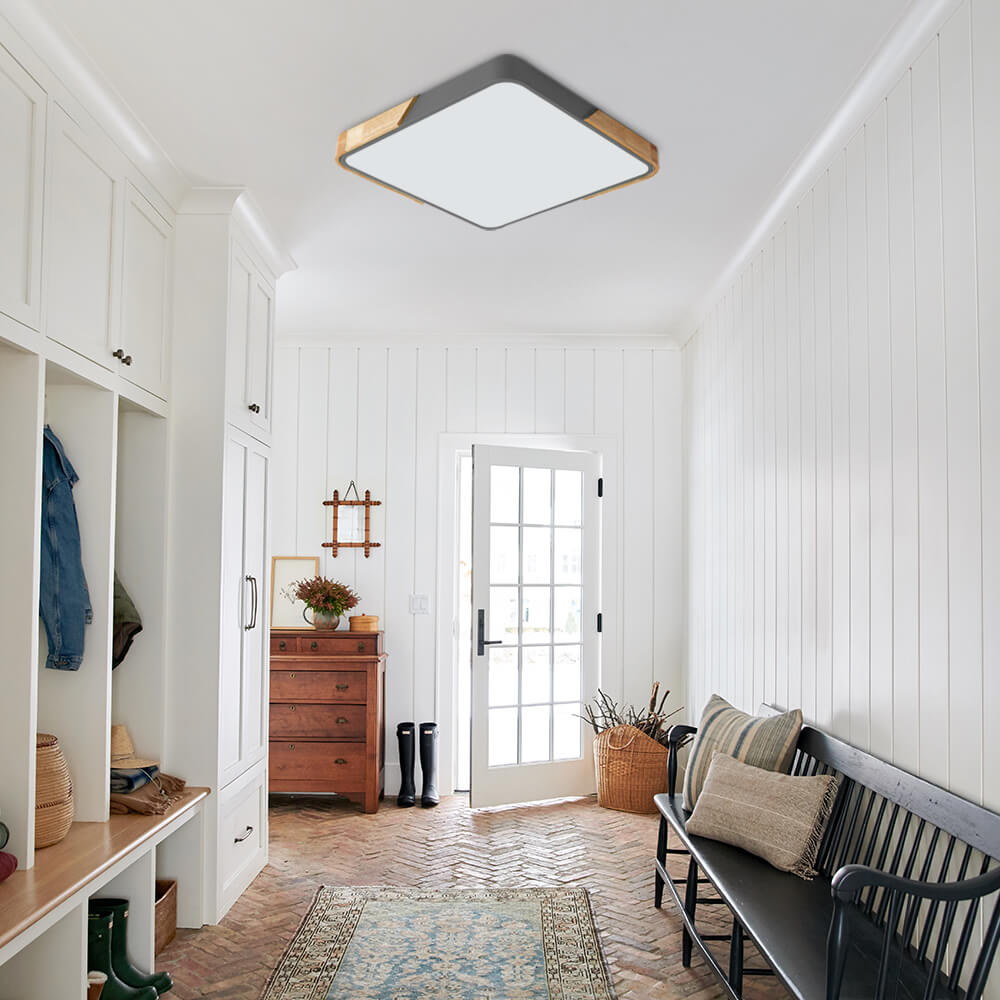 Löla – Moderne LED Plafondlamp met Hout & Acryl Diffuser