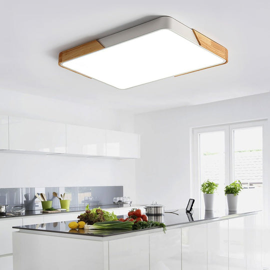 Löla – Moderne LED Plafondlamp met Hout & Acryl Diffuser