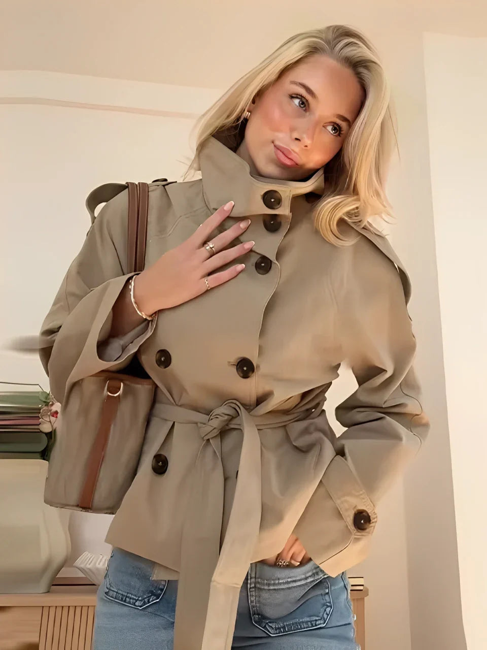 Sira™ | Stijlvolle korte trenchcoat